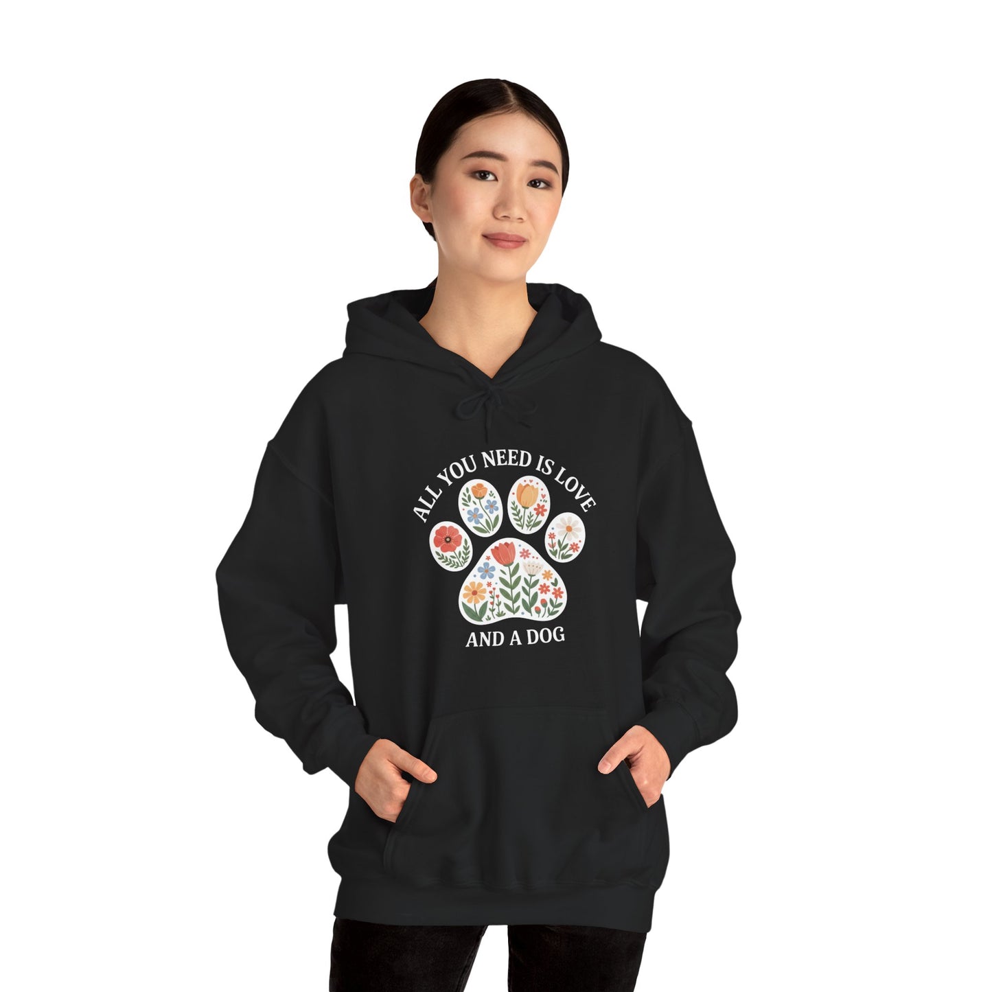 All You Need Is Love & A Dog | Floral Paw Print Hoodie