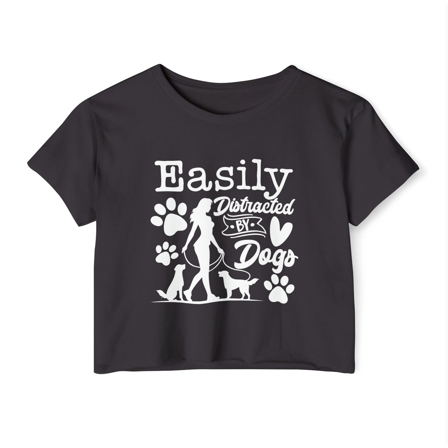 Easily Distracted by Dogs Crop Top – Cute Dog Lover Graphic Tee