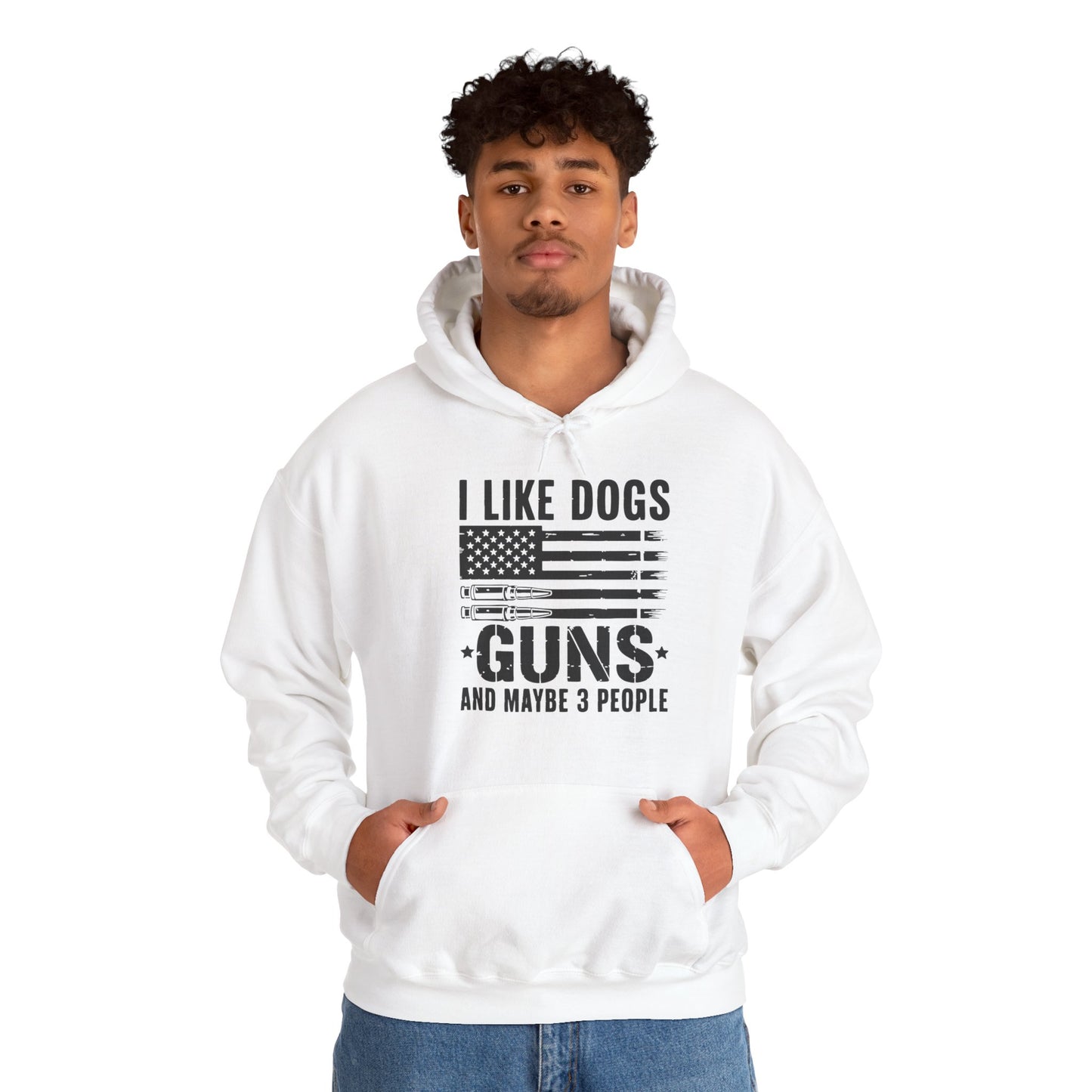 "I Like Dogs, Guns & Maybe 3 People" Patriotic Unisex Hoodie