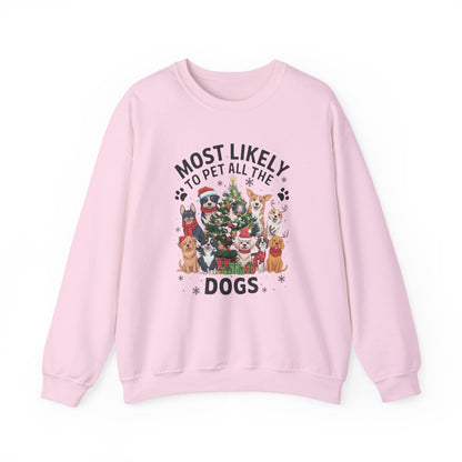 Most Likely to Pet All the Dogs Christmas Unisex Sweatshirt