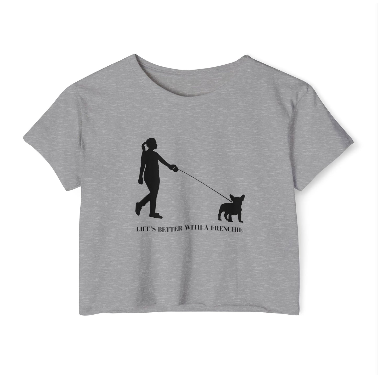 Woman and Her Frenchie Crop Top  Tee