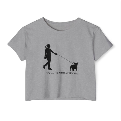 Woman and Her Frenchie Crop Top  Tee
