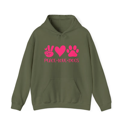 Peace Love Dogs - Pink Hearts and Paws Hoodie