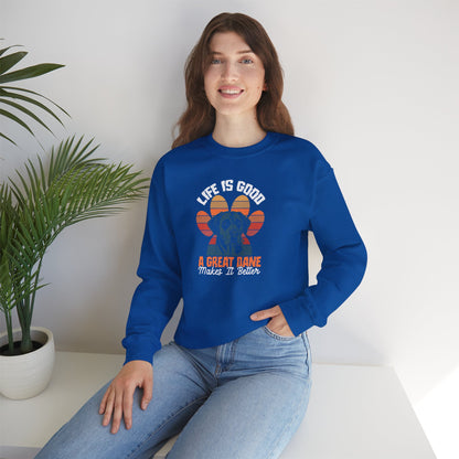 Great Dane Life Sweatshirt | Retro Sunset Dog Lover Gift