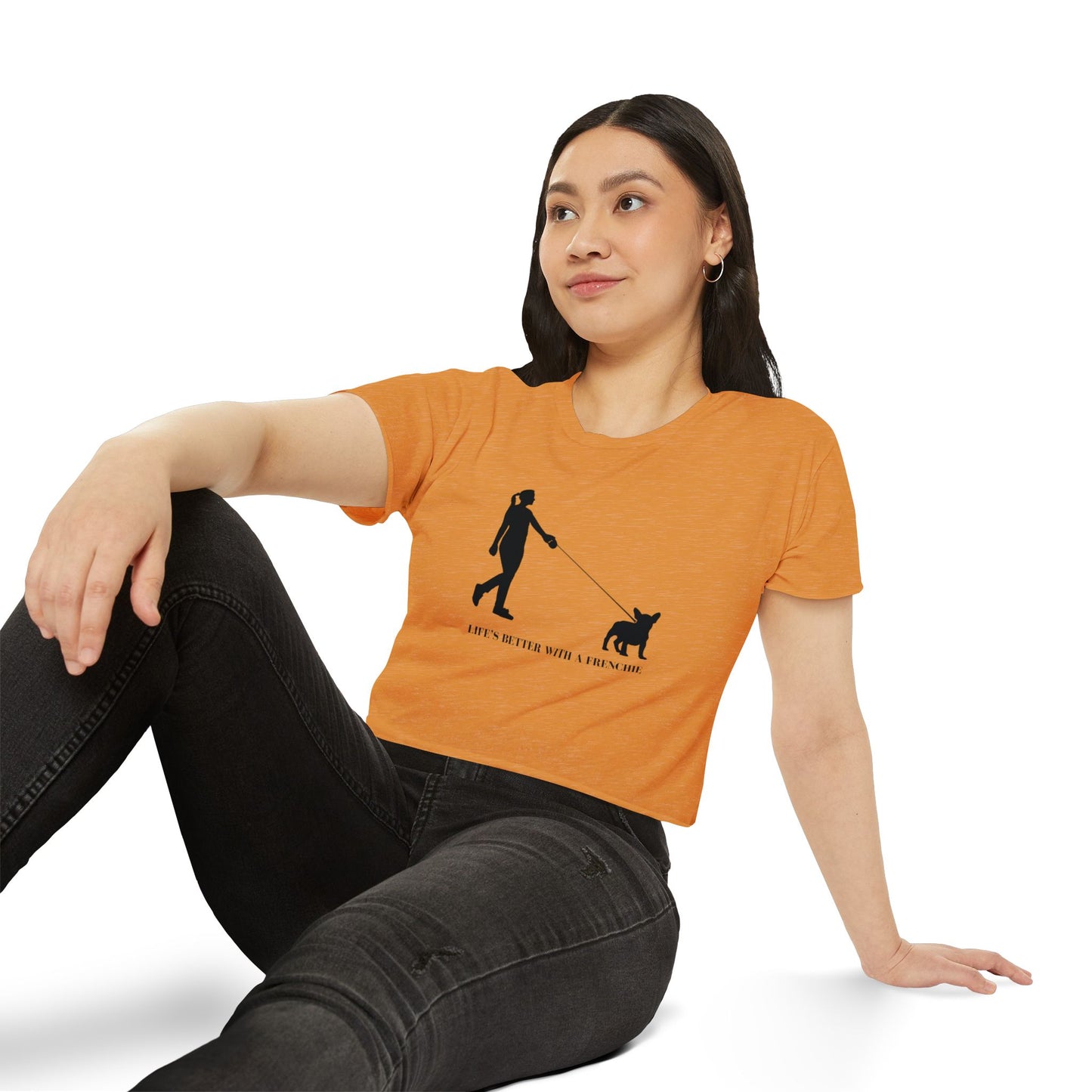 Woman and Her Frenchie Crop Top  Tee