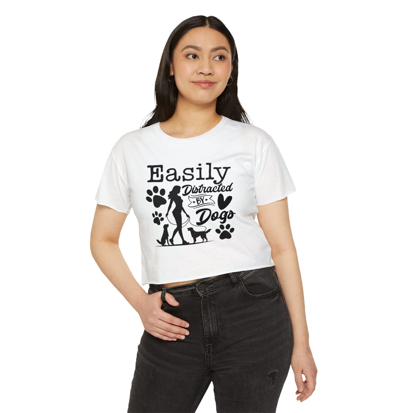 Easily Distracted by Dogs Crop Top – Cute Dog Lover Graphic Tee