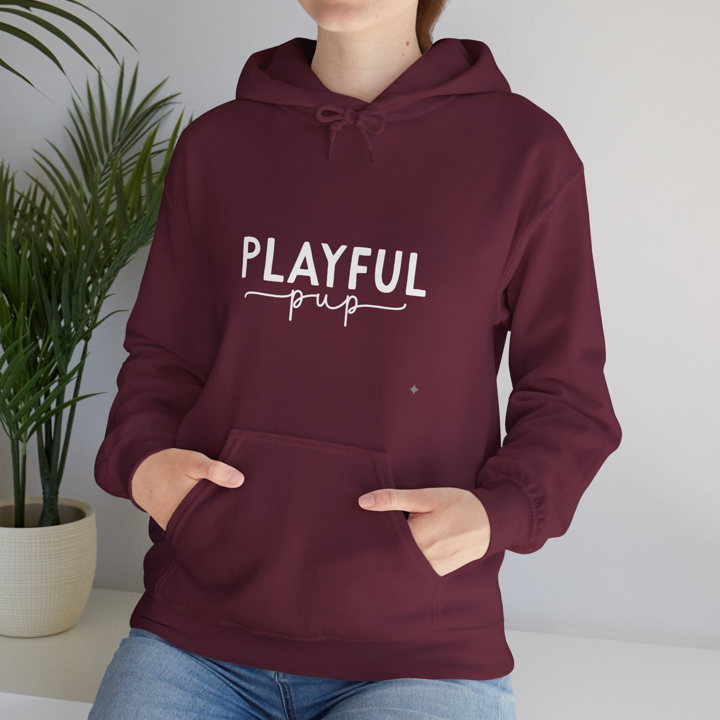 Playful Pup Unisex Hoodie | Minimalist Aesthetic Dog Gift