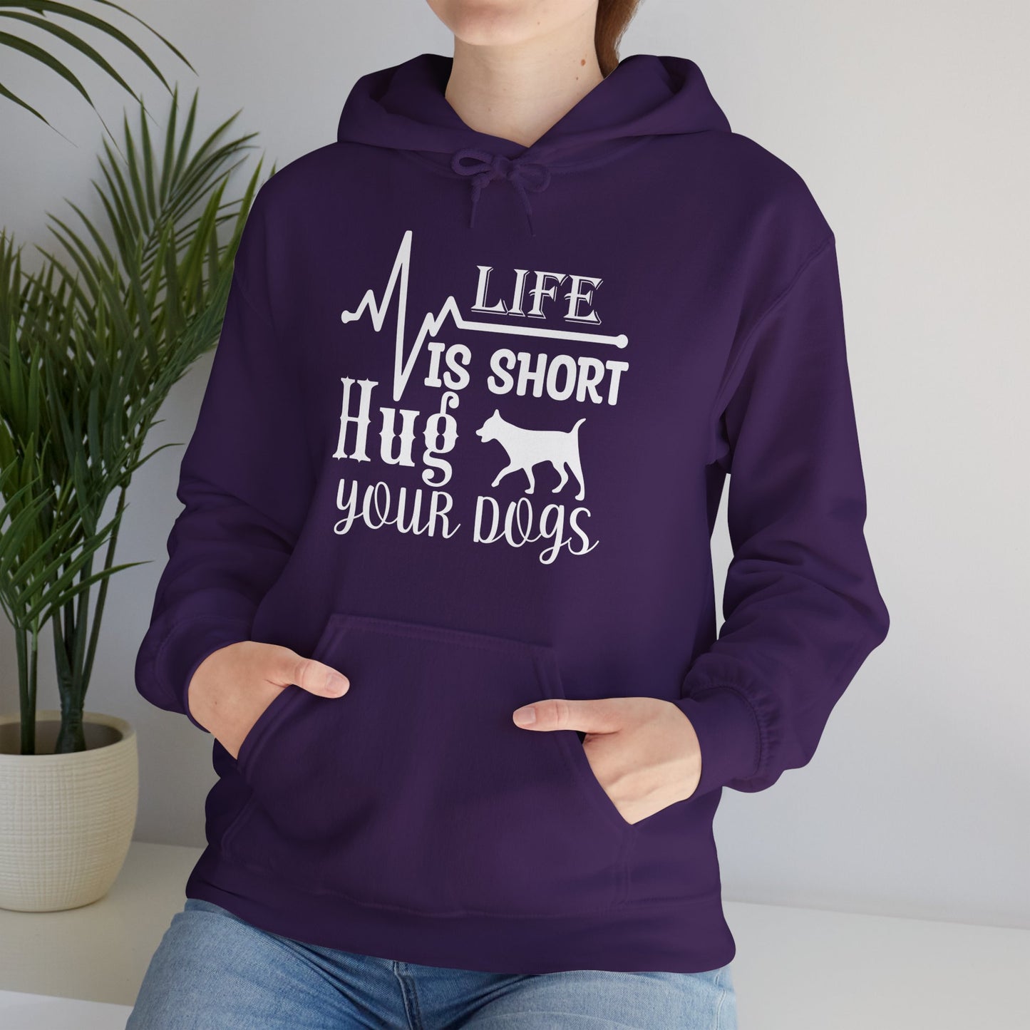 Life Is Short, Hug Your Dogs - Heartbeat Hoodie