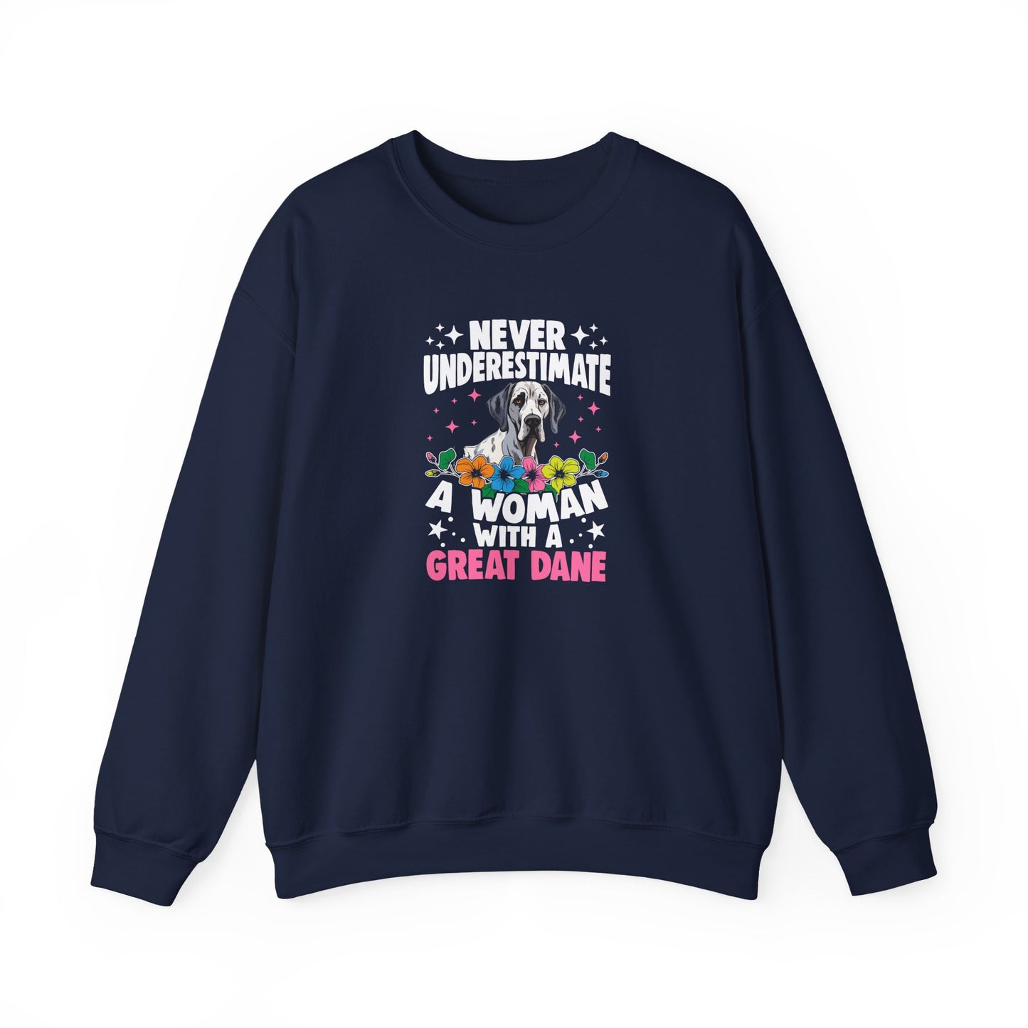 Woman With A Great Dane Sweatshirt | Funny Floral Dog Mom Gift