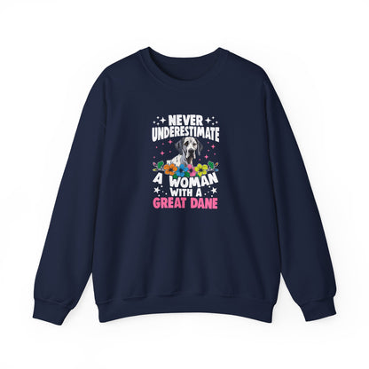 Woman With A Great Dane Sweatshirt | Funny Floral Dog Mom Gift