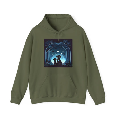 Dog Love in the Moonlight - Forest Unisex Hoodie