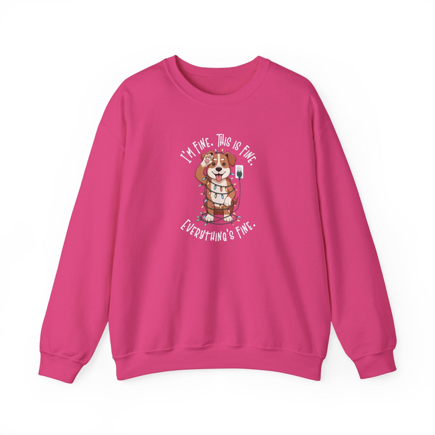 I'm Fine This Is Fine Dog Christmas Lights Sweatshirt