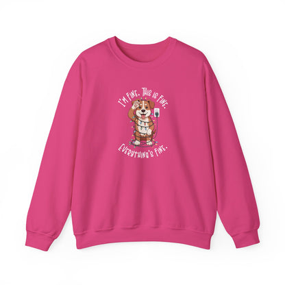 I'm Fine This Is Fine Dog Christmas Lights Sweatshirt