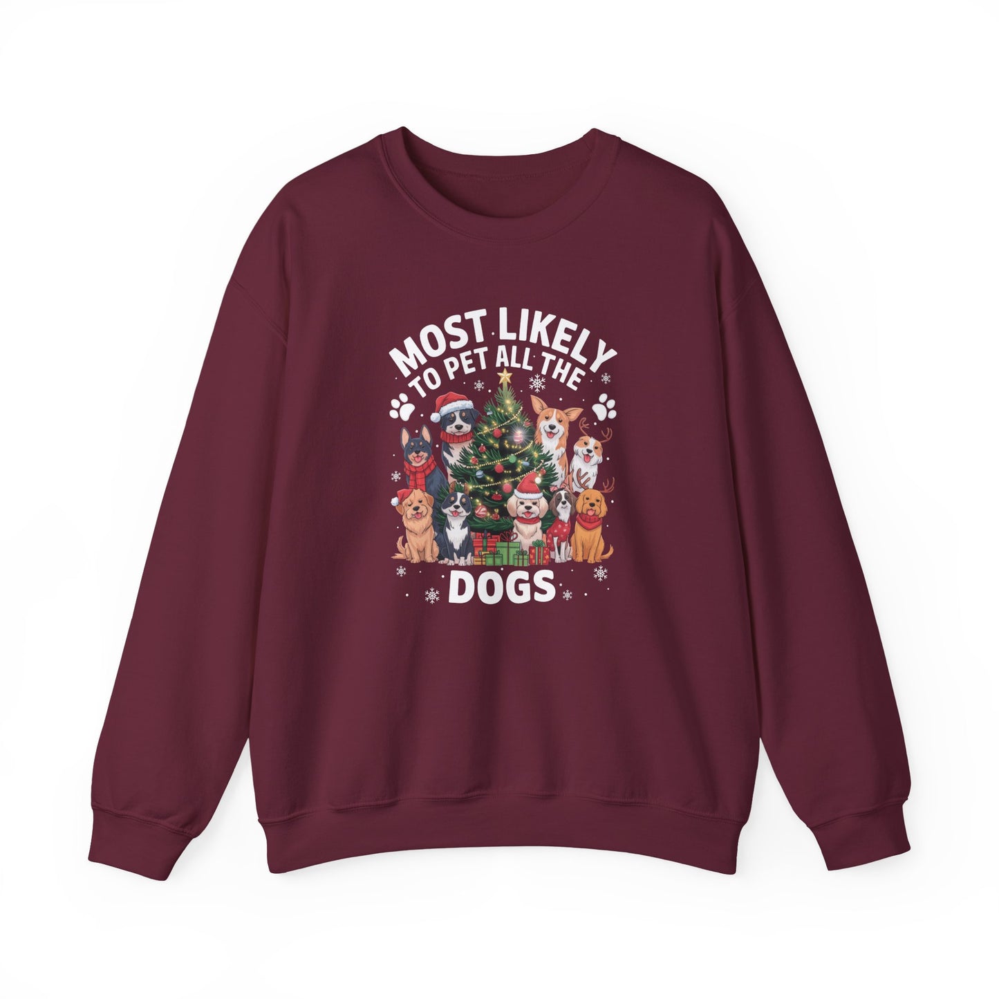 Most Likely to Pet All the Dogs Christmas Unisex Sweatshirt