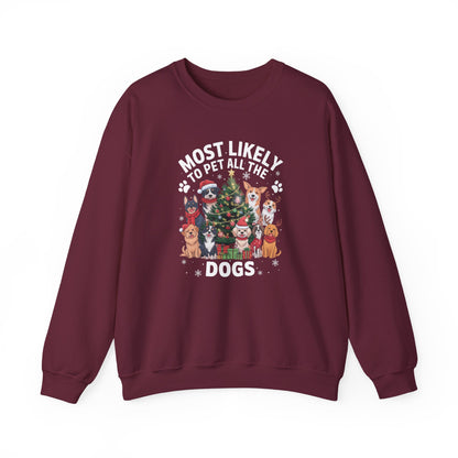 Most Likely to Pet All the Dogs Christmas Unisex Sweatshirt