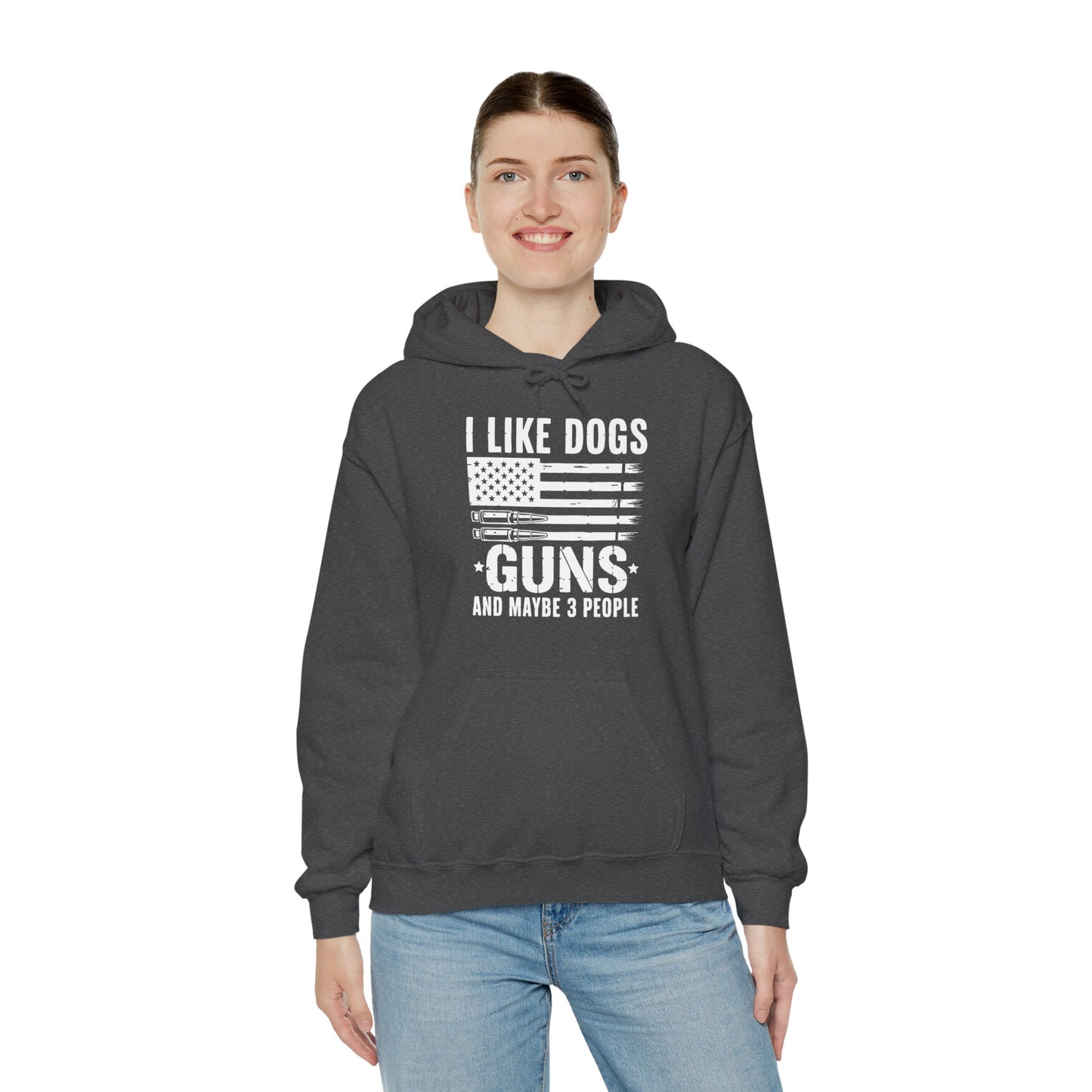"I Like Dogs, Guns & Maybe 3 People" Patriotic Unisex Hoodie
