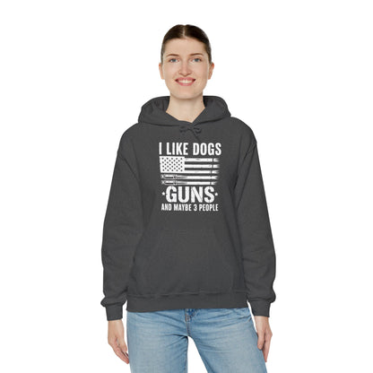 "I Like Dogs, Guns & Maybe 3 People" Patriotic Unisex Hoodie
