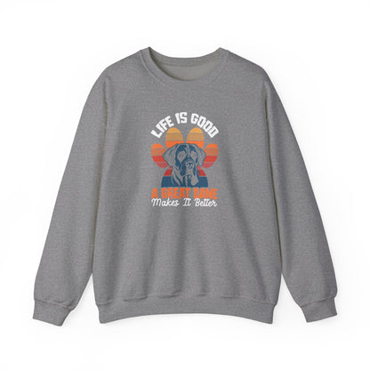 Great Dane Life Sweatshirt | Retro Sunset Dog Lover Gift