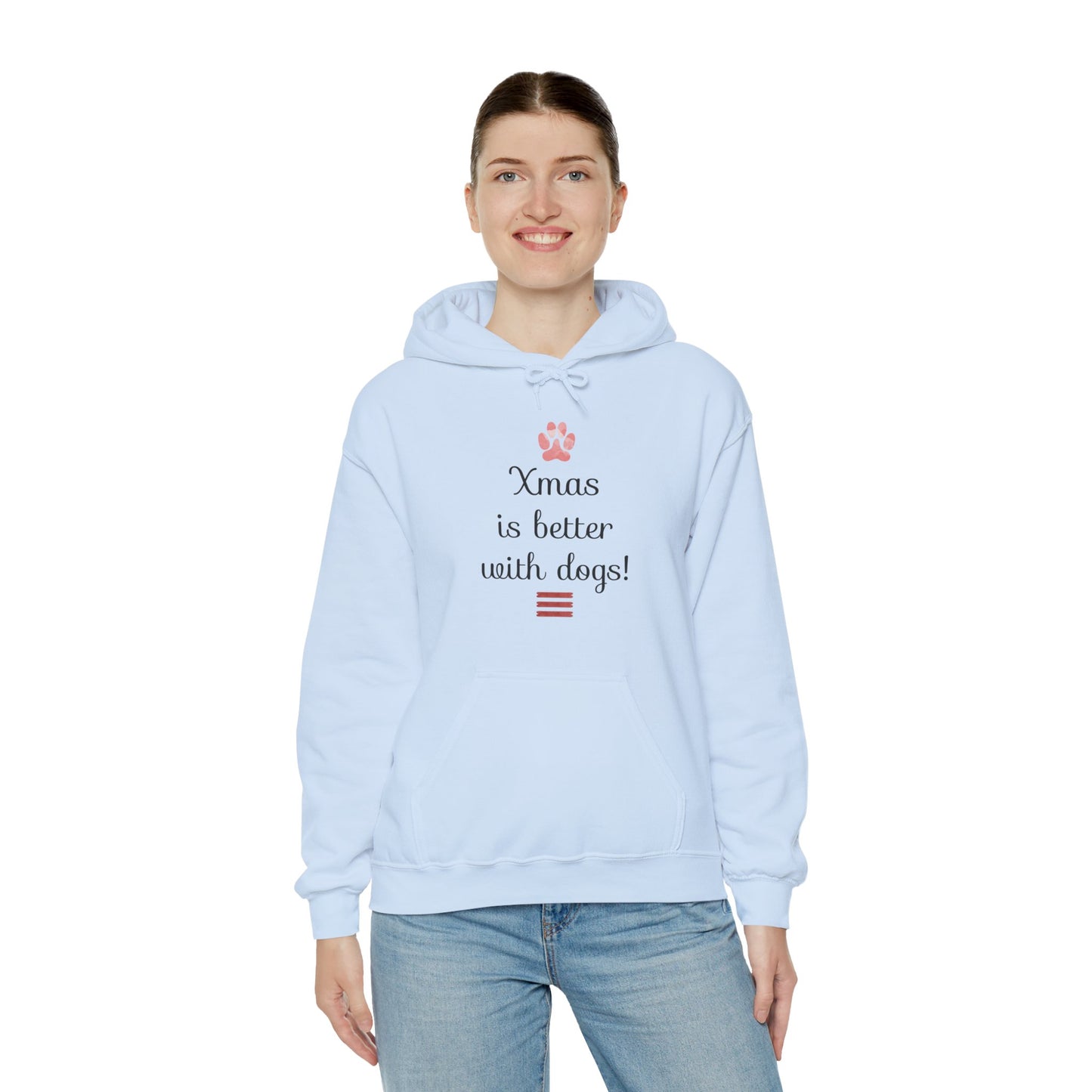 Xmas Is Better with Dogs - Holiday Paw Print Hoodie
