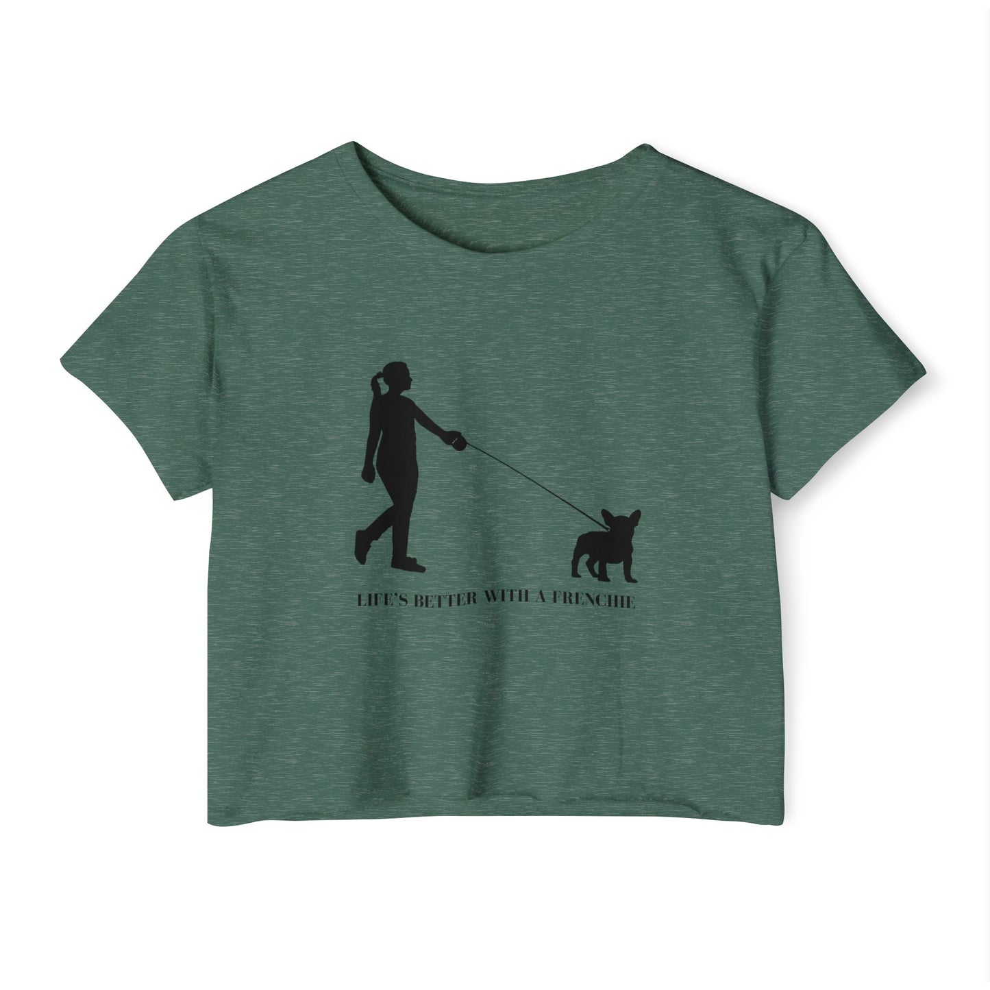 Woman and Her Frenchie Crop Top  Tee