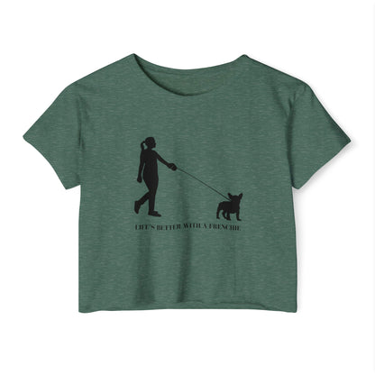 Woman and Her Frenchie Crop Top  Tee
