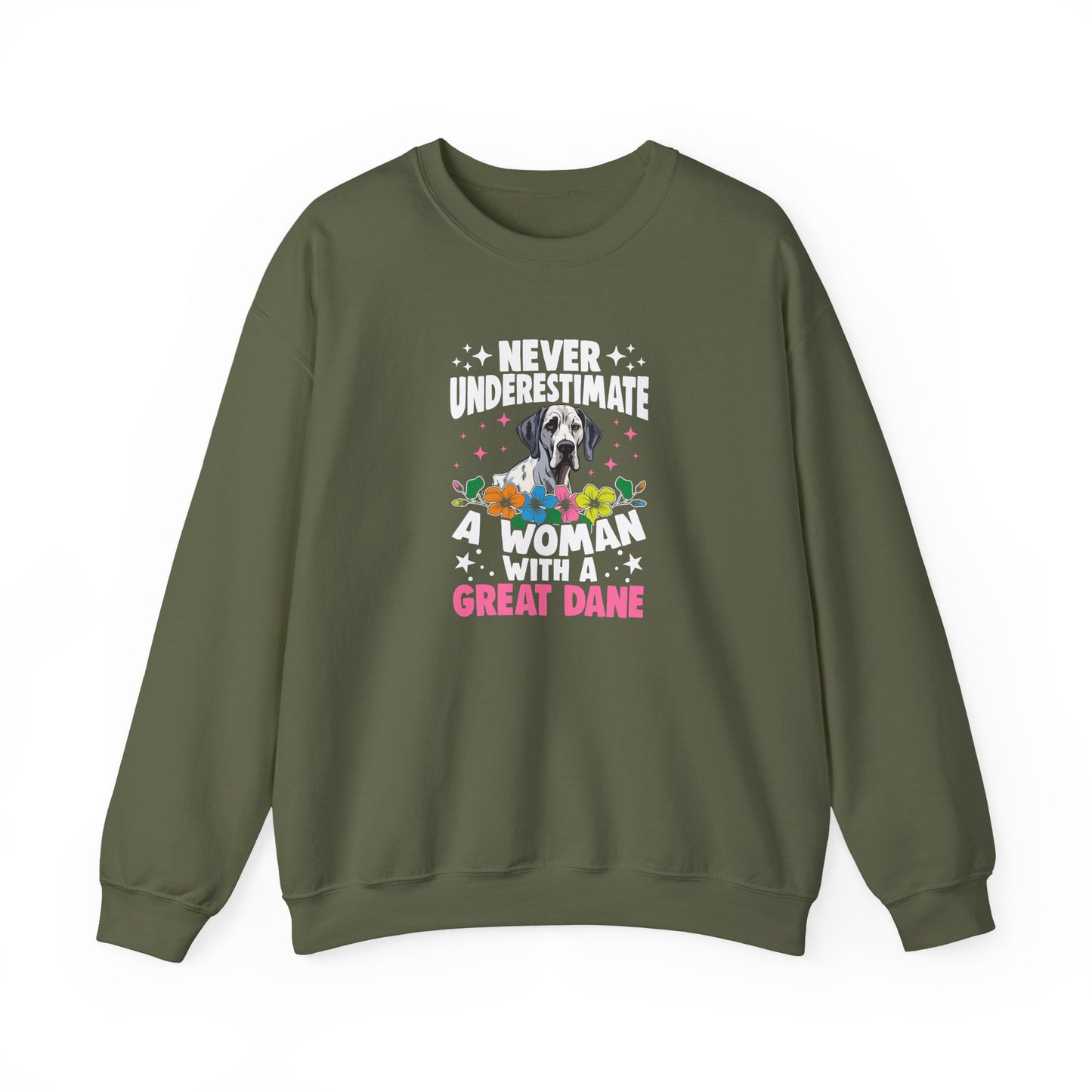 Woman With A Great Dane Sweatshirt | Funny Floral Dog Mom Gift