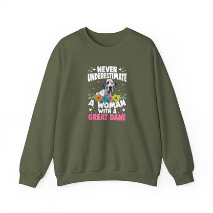 Woman With A Great Dane Sweatshirt | Funny Floral Dog Mom Gift