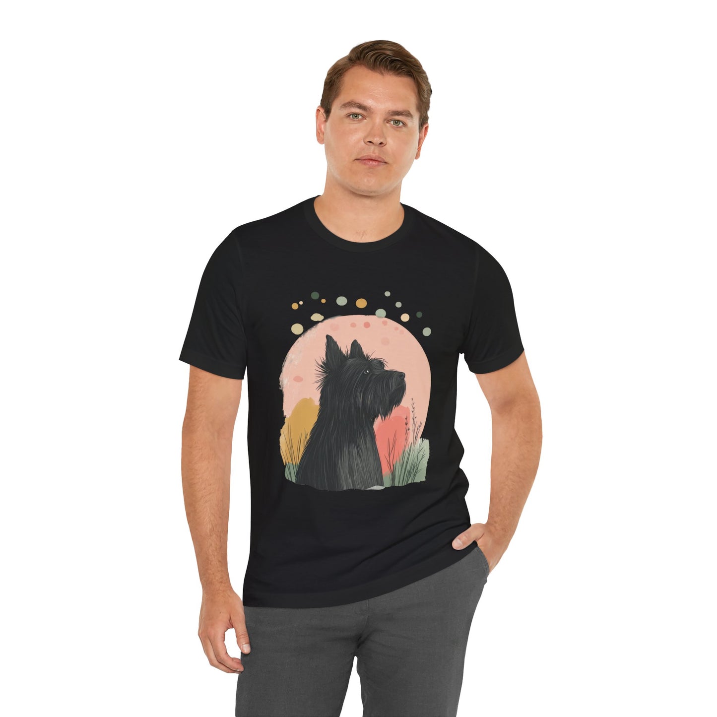 Briard Silhouette Minimalist Moon Unisex Tee