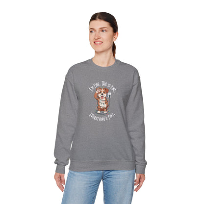 I'm Fine This Is Fine Dog Christmas Lights Sweatshirt