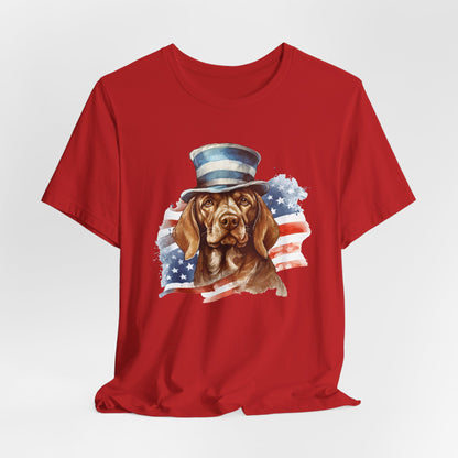 Patriotic Pup Tee – Red, White & Woof!