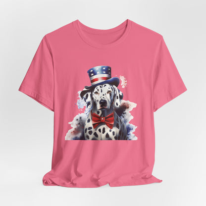 Patriotic Dalmatian in Stars & Stripes Hat – Unisex T-Shirt
