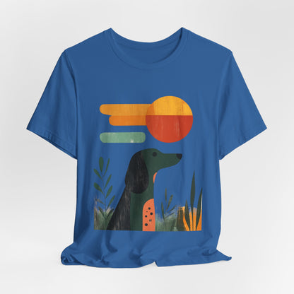 Dachshund Retro Sunset Minimalist Unisex Tee