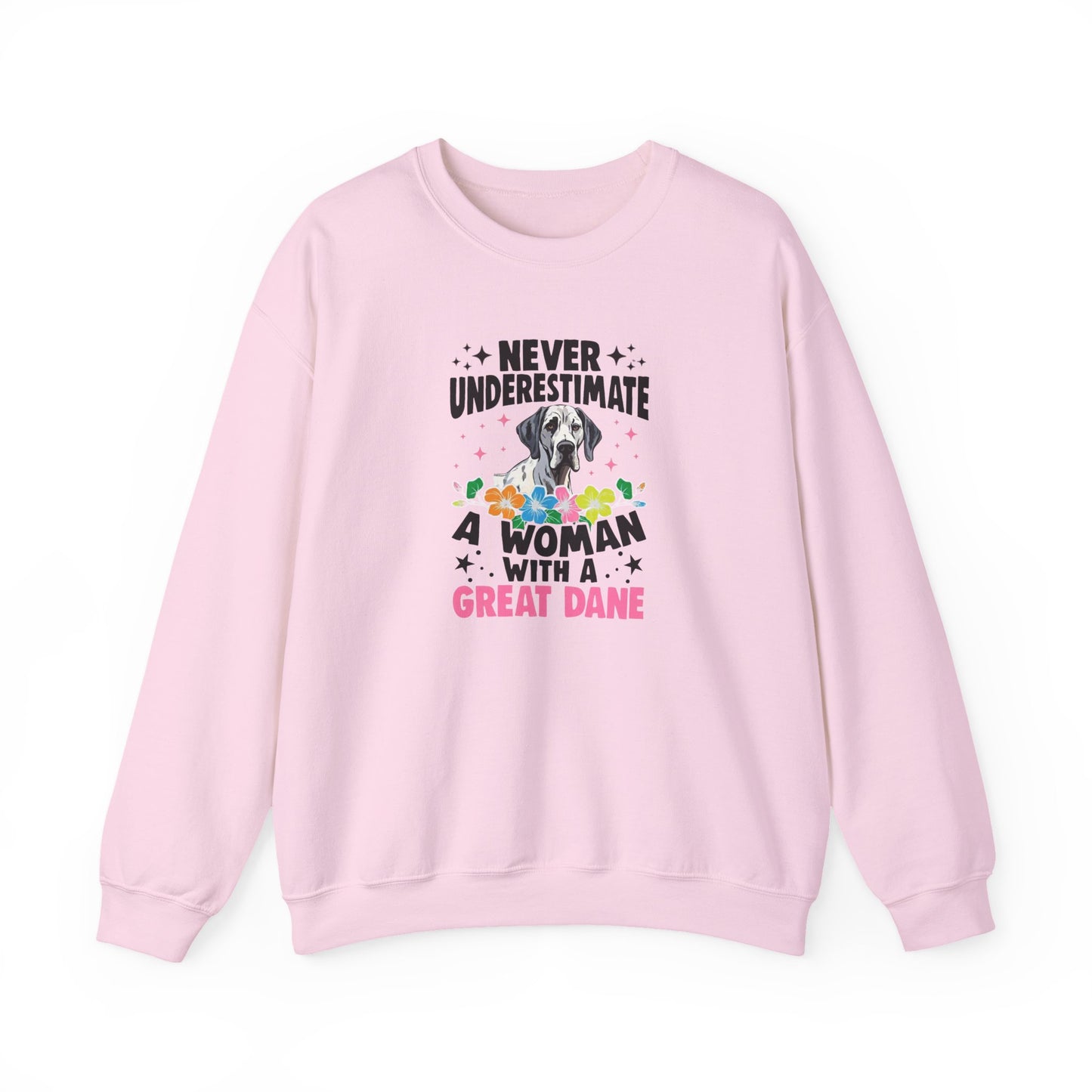 Woman With A Great Dane Sweatshirt | Funny Floral Dog Mom Gift