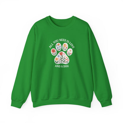 All You Need Is Love & A Dog | Floral Paw Print Sweatshirt