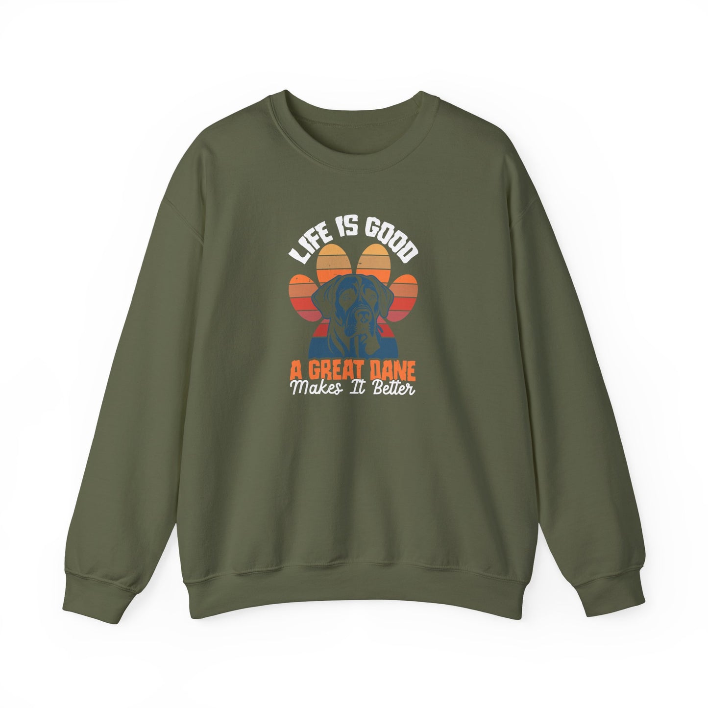 Great Dane Life Sweatshirt | Retro Sunset Dog Lover Gift
