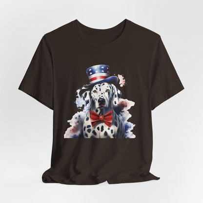 Patriotic Dalmatian in Stars & Stripes Hat – Unisex T-Shirt