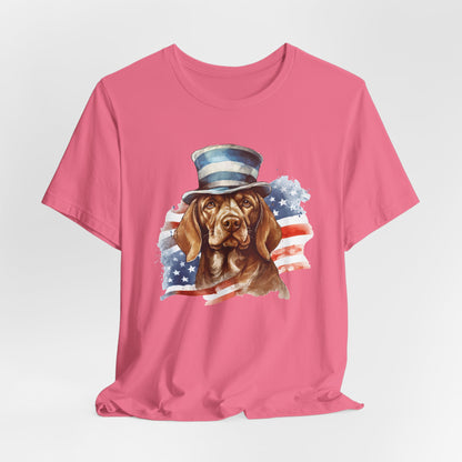 Patriotic Pup Tee – Red, White & Woof!