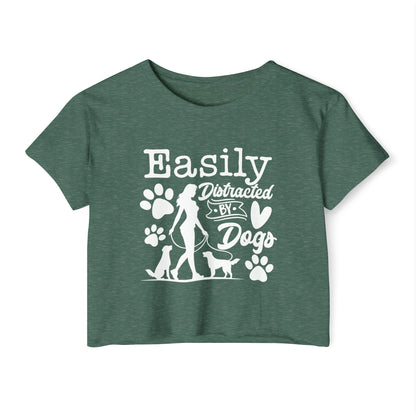 Easily Distracted by Dogs Crop Top – Cute Dog Lover Graphic Tee