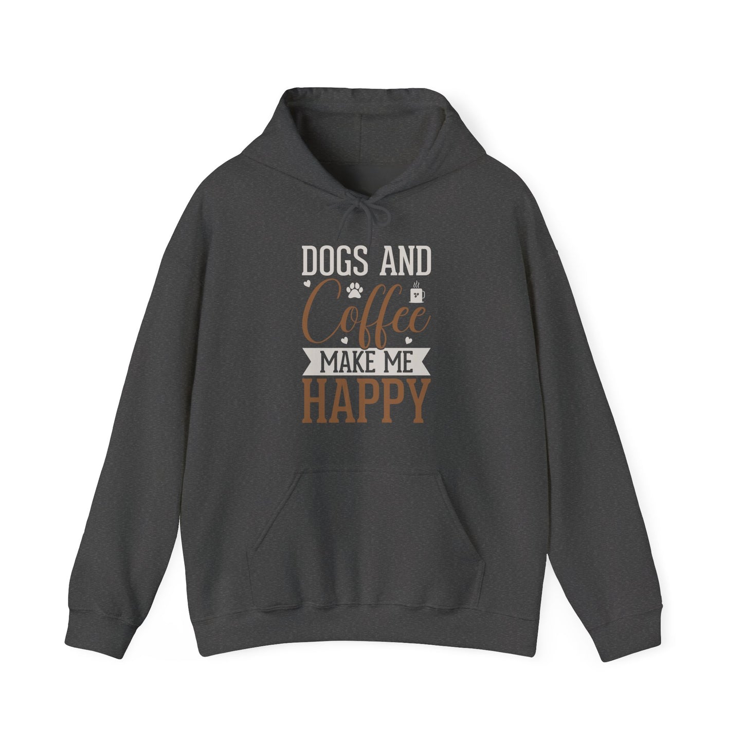 “Dogs and Coffee Make Me Happy” Unisex Hoodie – Cozy Dog Lover & Coffee Addict Sweatshirt