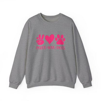 Peace Love Dogs Pink Graphic  Sweatshirt