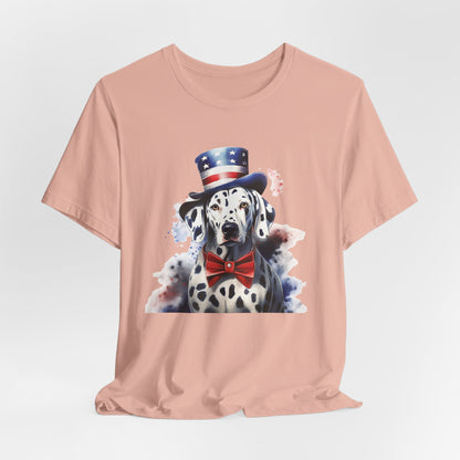Patriotic Dalmatian in Stars & Stripes Hat – Unisex T-Shirt