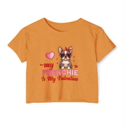 Cute French Bulldog Valentine Crop Top – My Frenchie Is My Valentine