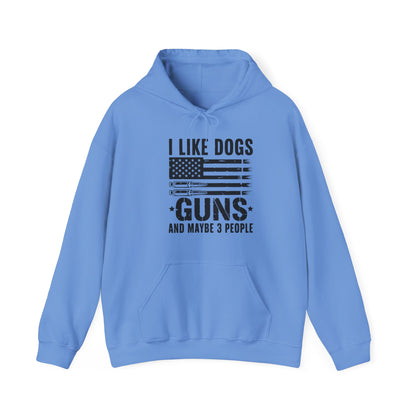 "I Like Dogs, Guns & Maybe 3 People" Patriotic Unisex Hoodie