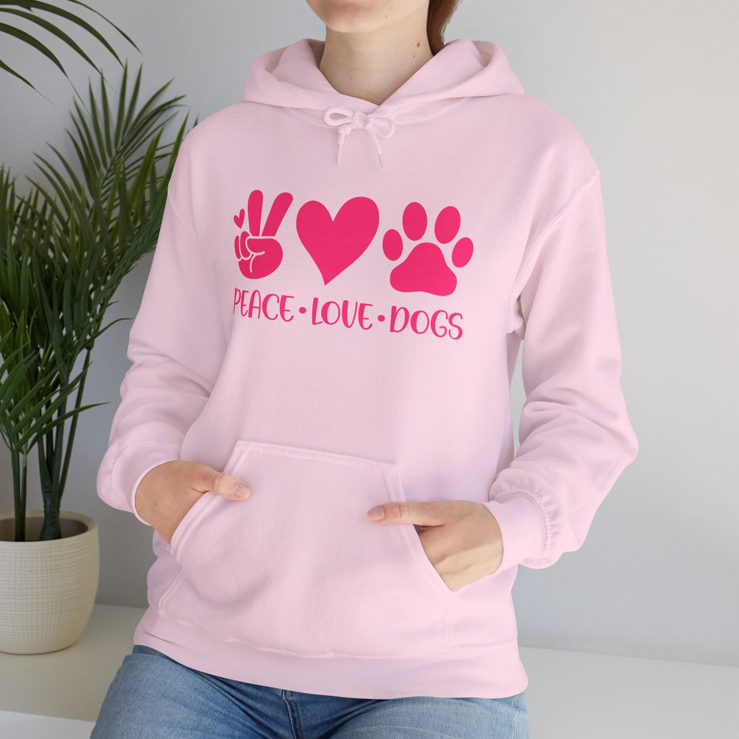 Peace Love Dogs - Pink Hearts and Paws Hoodie