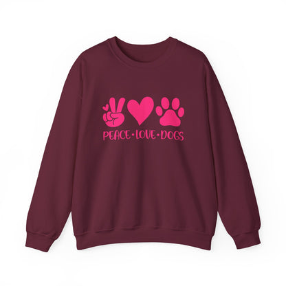 Peace Love Dogs Pink Graphic  Sweatshirt