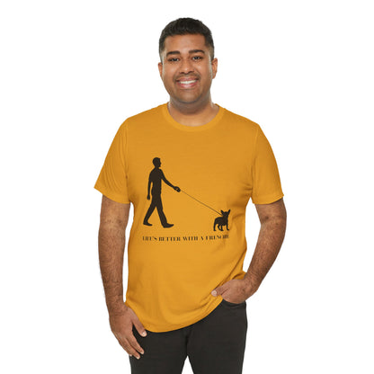 Man and His Frenchie – Minimalist Line Art Unisex T-Shirt