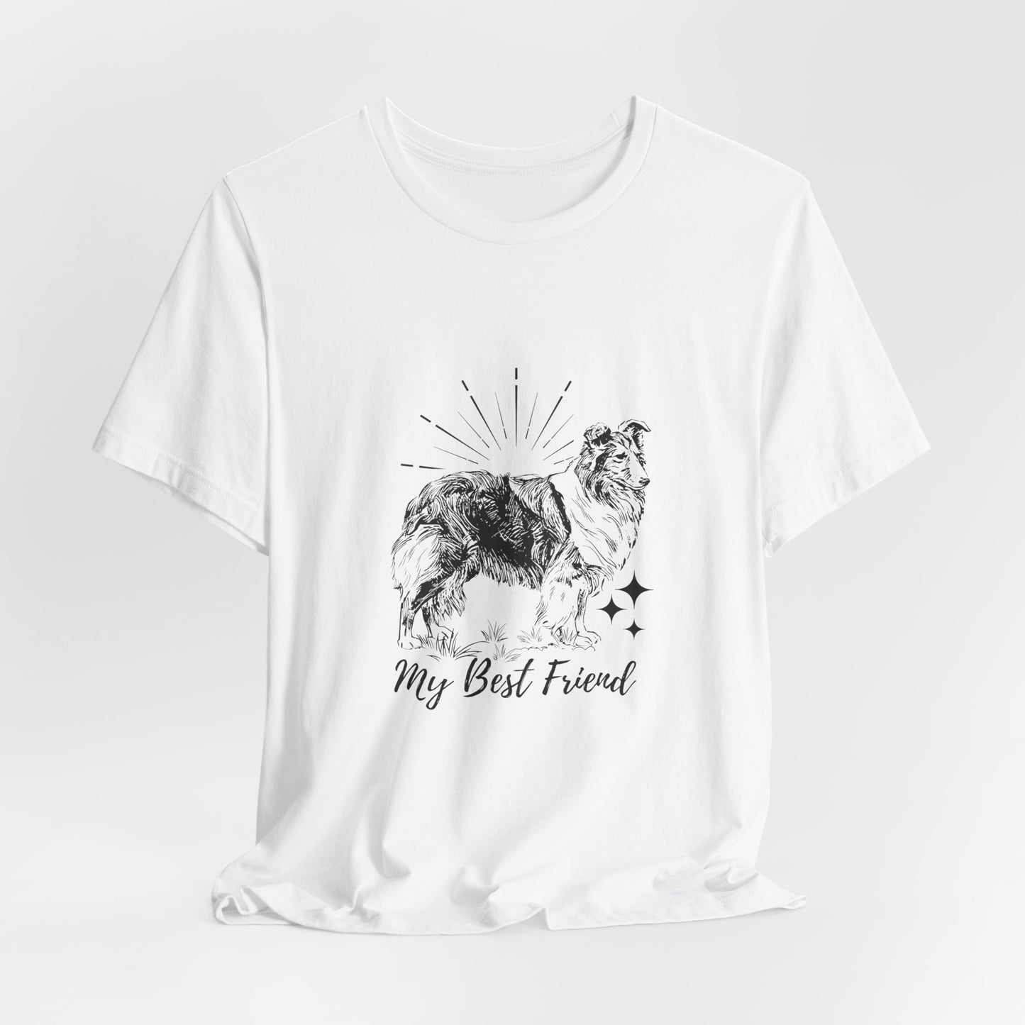 White t-shirt with a dog graphic and 'My Best Friend' text on a white background