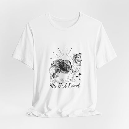 White t-shirt with a dog graphic and 'My Best Friend' text on a white background