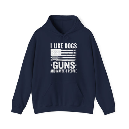 "I Like Dogs, Guns & Maybe 3 People" Patriotic Unisex Hoodie