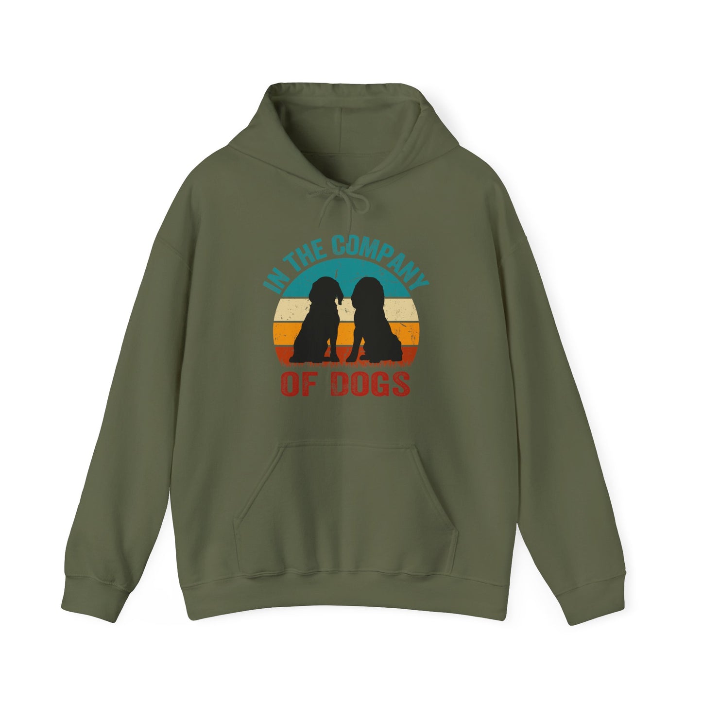 In The Company Of Dogs - Retro Sunset Hoodie